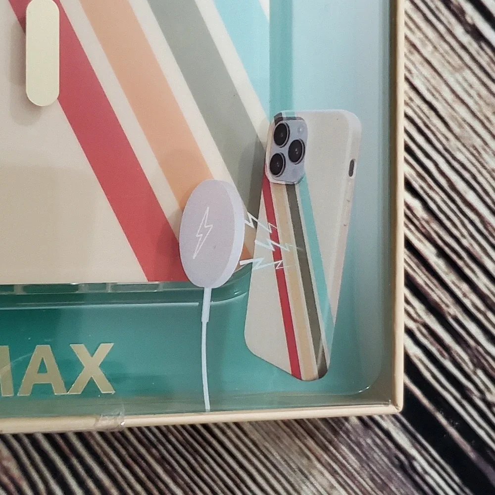 iPhone 14 PRO MAX Case New MagSafe Compatible Retro Rainbow Beige